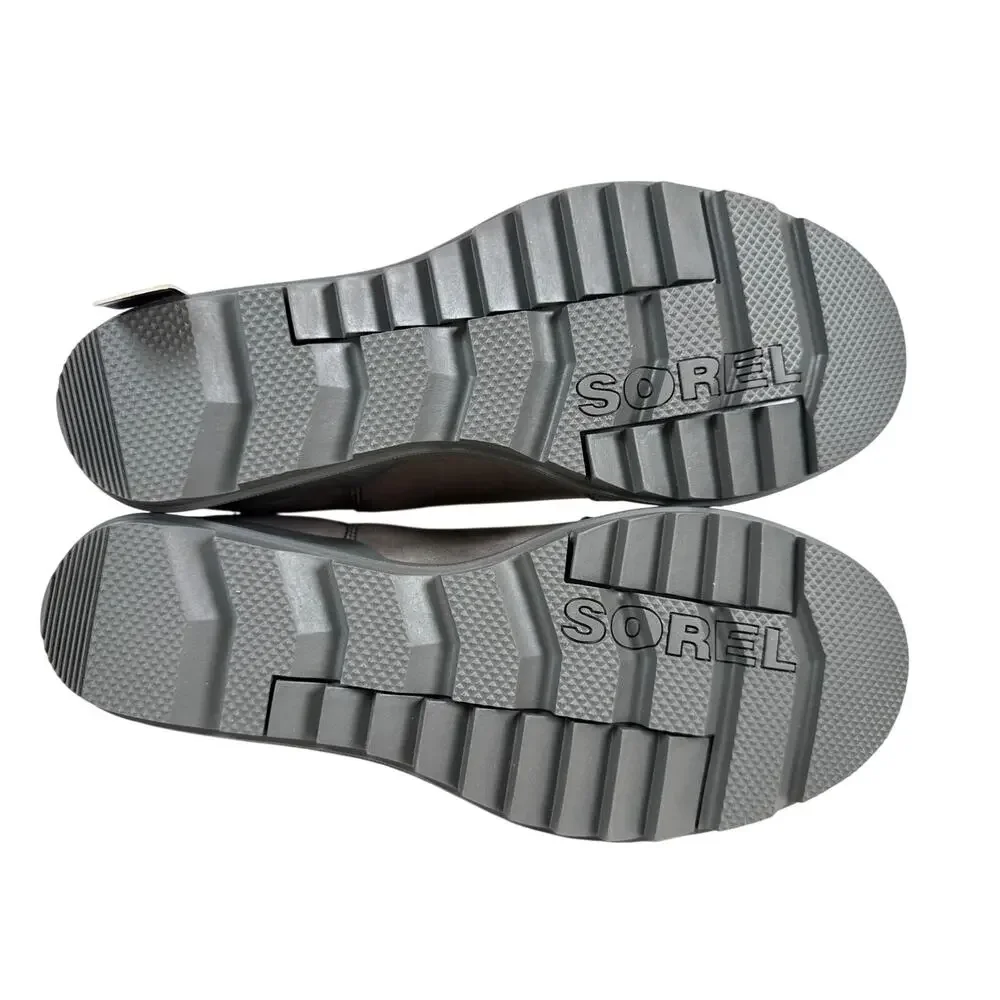 Sorel Evie Zip Bootie‎ Wedge Womens 8 Waterproof Grey Leather Quarry Sea Salt